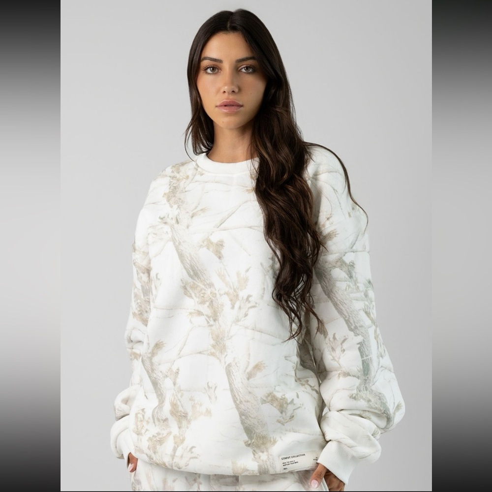New Comfrt camo crew neck sweatshirt sweater - white oak - XS